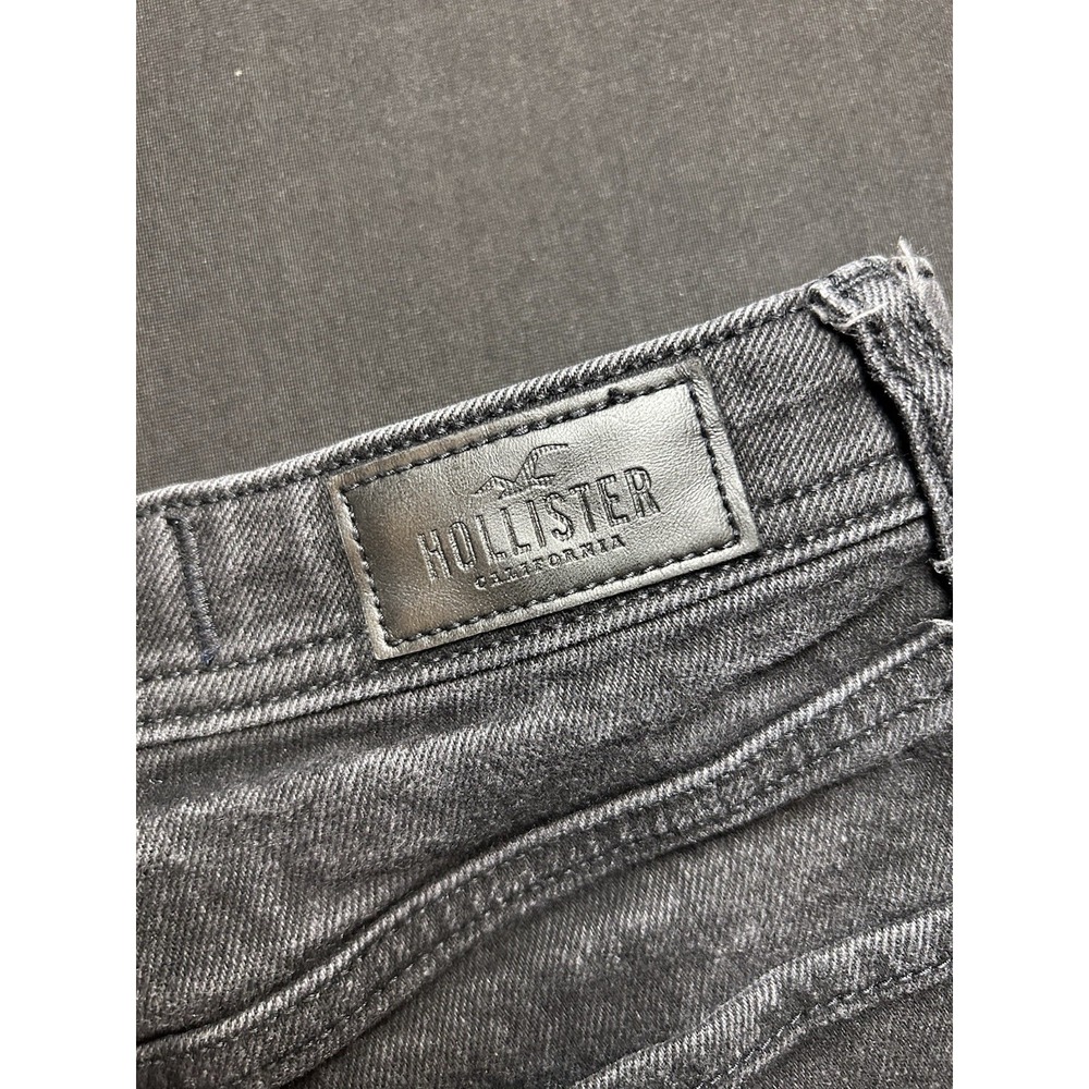 Hollister Denim Jean High Rise Mom Shorts Black Button Fly Size 1 W25